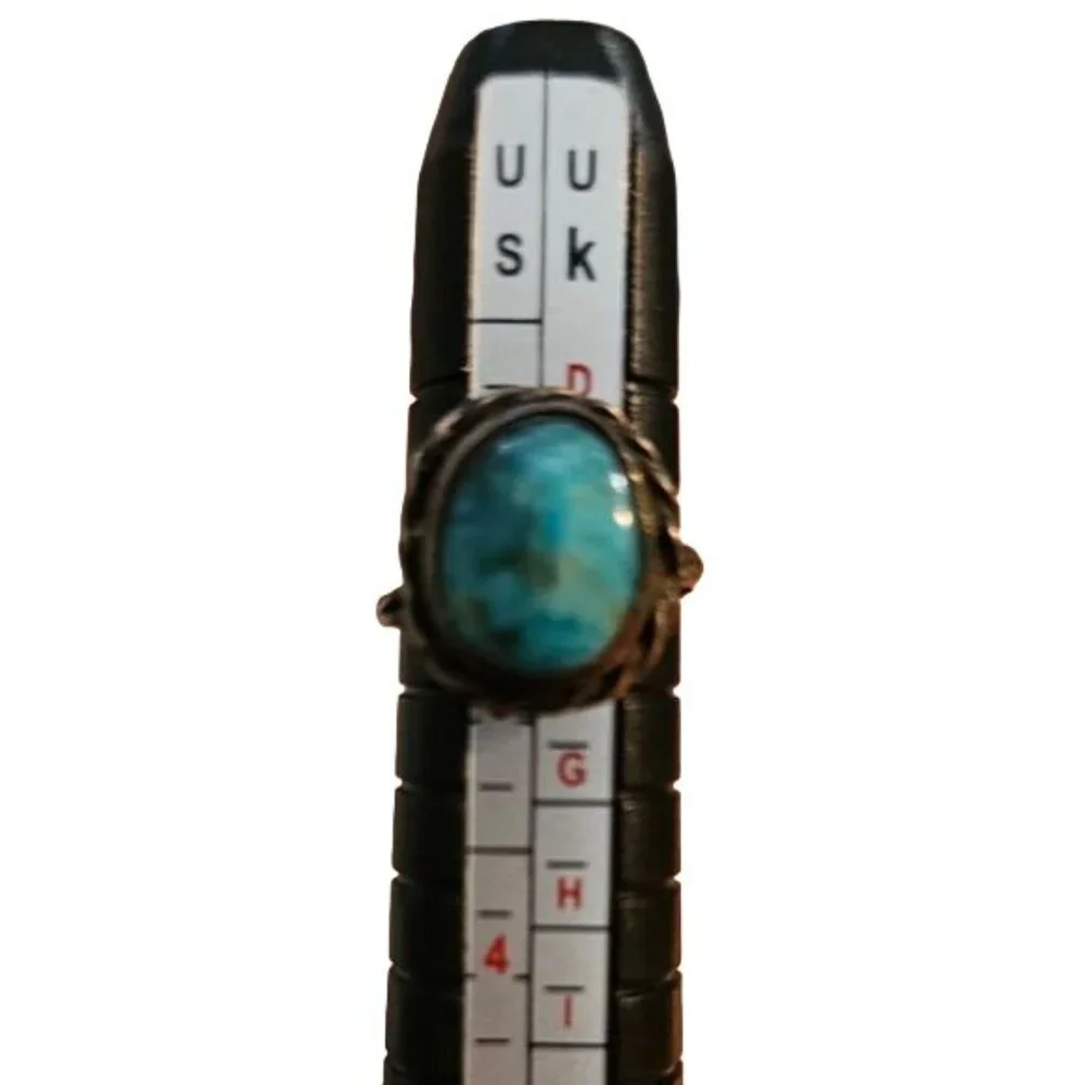 Vintage Silver & Turquoise Split‎ Shank Ring 3